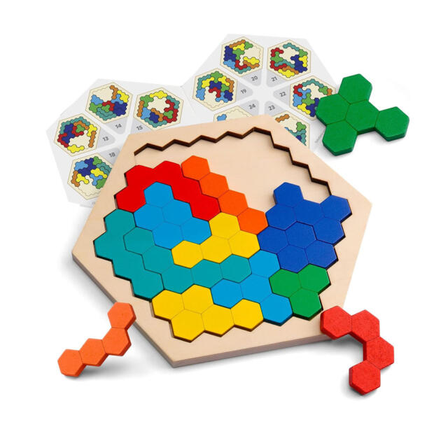 Coogam Wooden Hexagon Puzzle for Kid Adults